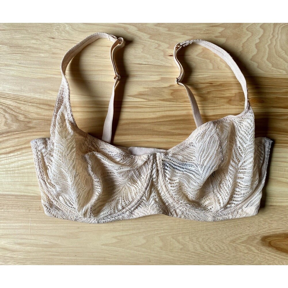 Victoria's Secret sz 34DDD Dream Angels Unlined Balconet Beige Lace Bra